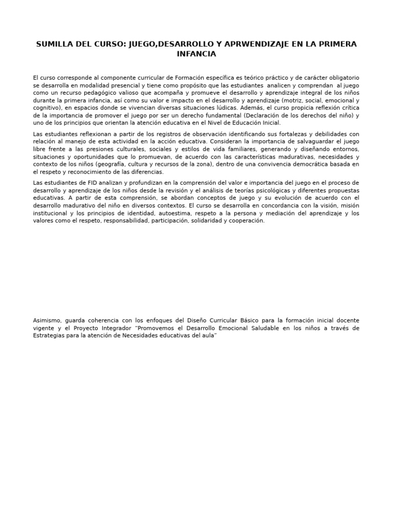 Sumilla Del Curso | PDF