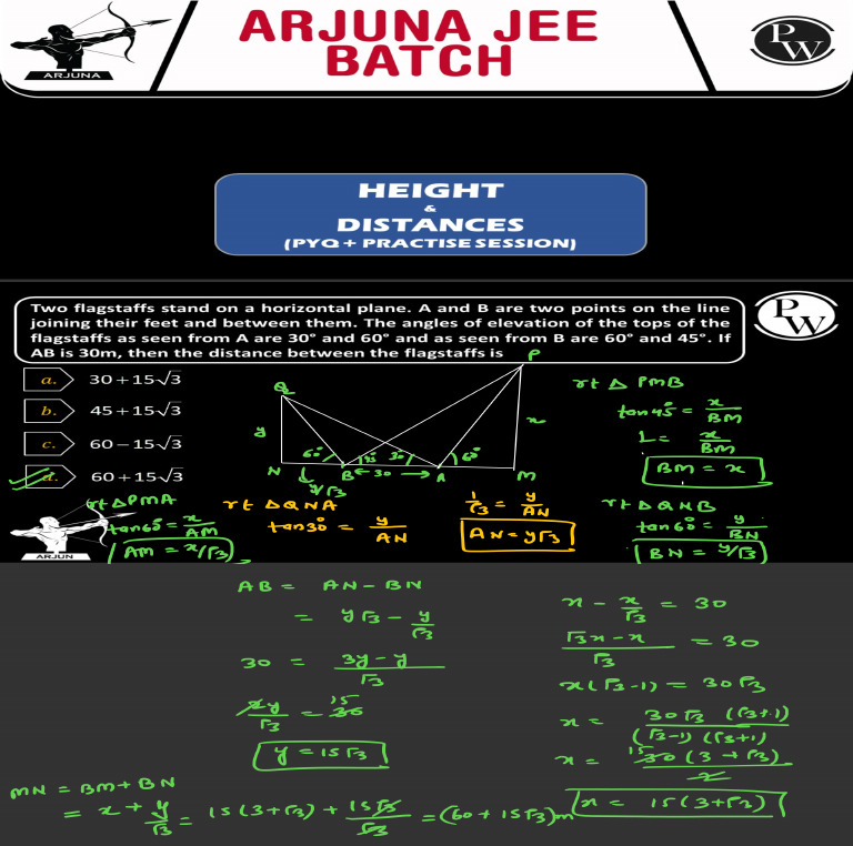 Height and Distance - Practice Session and PYQ Notes | PDF