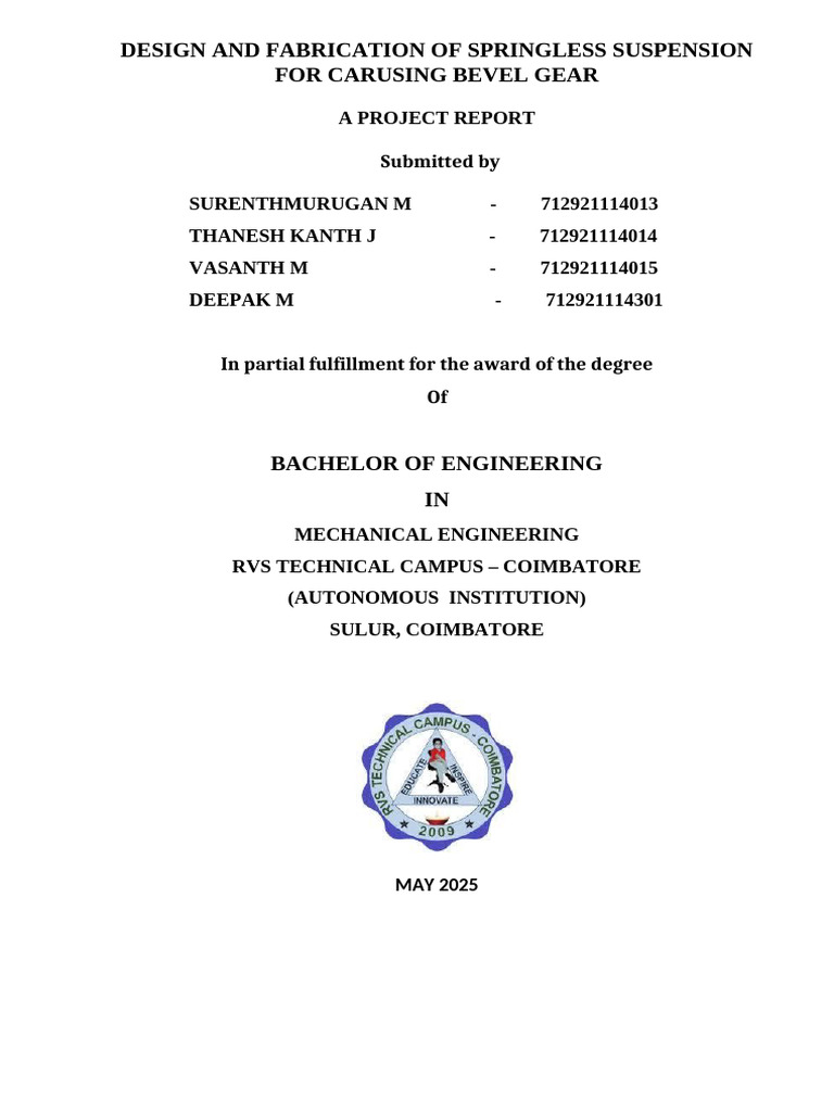 Springless Suspension Design with Bevel Gears | PDF | Gear | Modulation