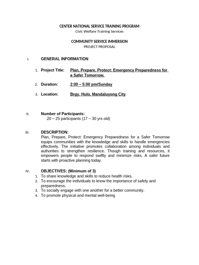 Emergency Preparedness Training Proposal | PDF | Emergency Management ...