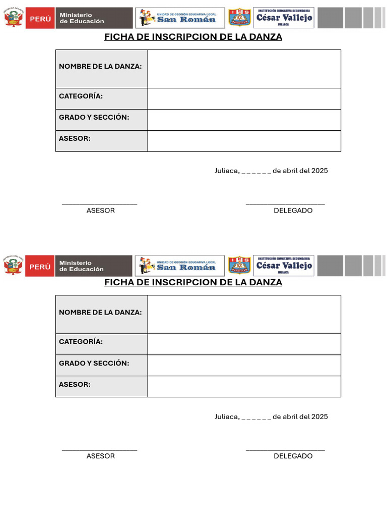 Ficha de Inscripcion de La Danza 2025 | PDF