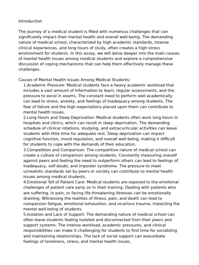 Mental Health On Medical Students | PDF | Mental Health | Mindfulness