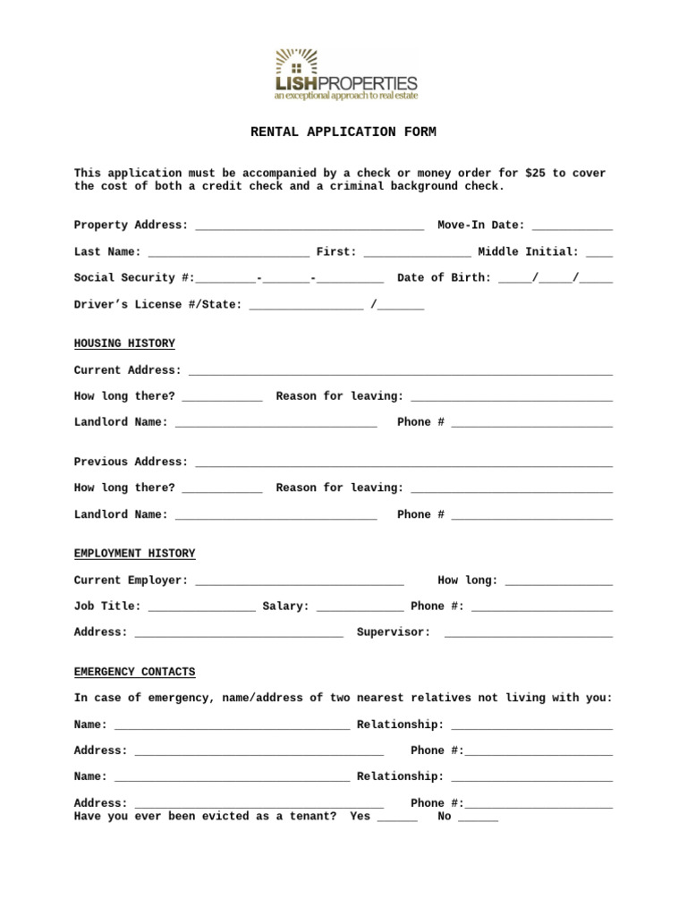 California Rental Application Form | PDF | Lease | Land Law