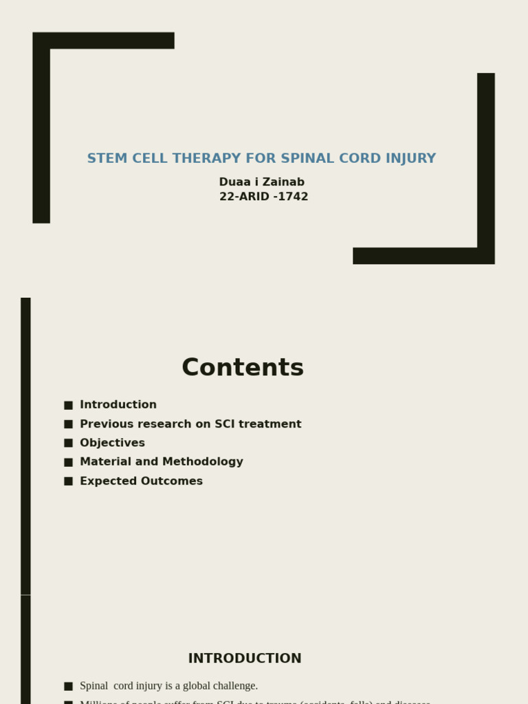 Stem Cell Therapy for Spinal Cord Injury | PDF | Stem Cell | Spinal ...