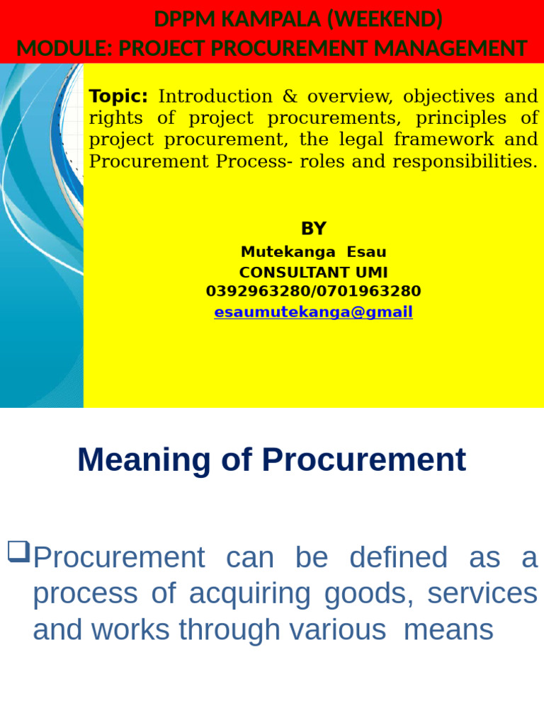Project Procurement Management Overview | PDF | Procurement | Supply Chain
