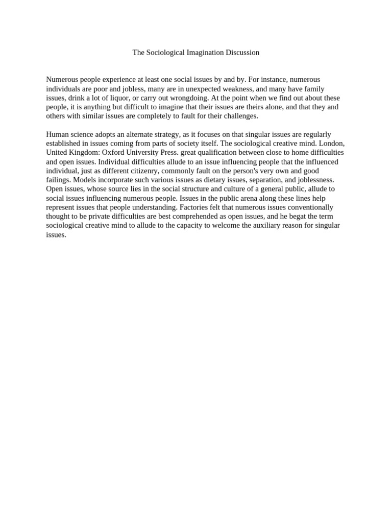 The Sociological Imagination Discussion | PDF