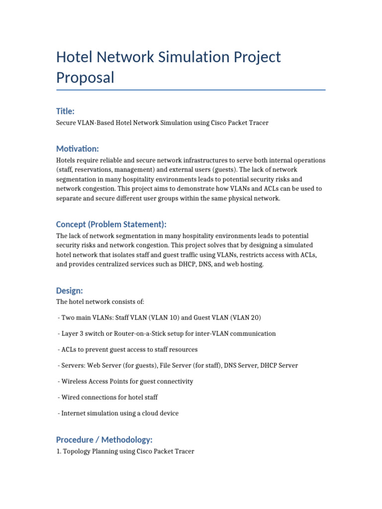 VLAN-Based Hotel Network Design Proposal | PDF | Computer Network ...
