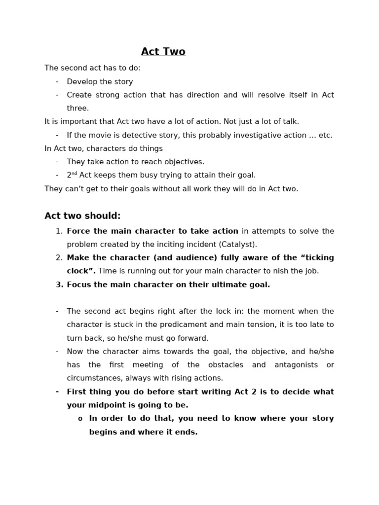 Understanding Act Two in Screenwriting | PDF | Plot (Narrative) | Hero