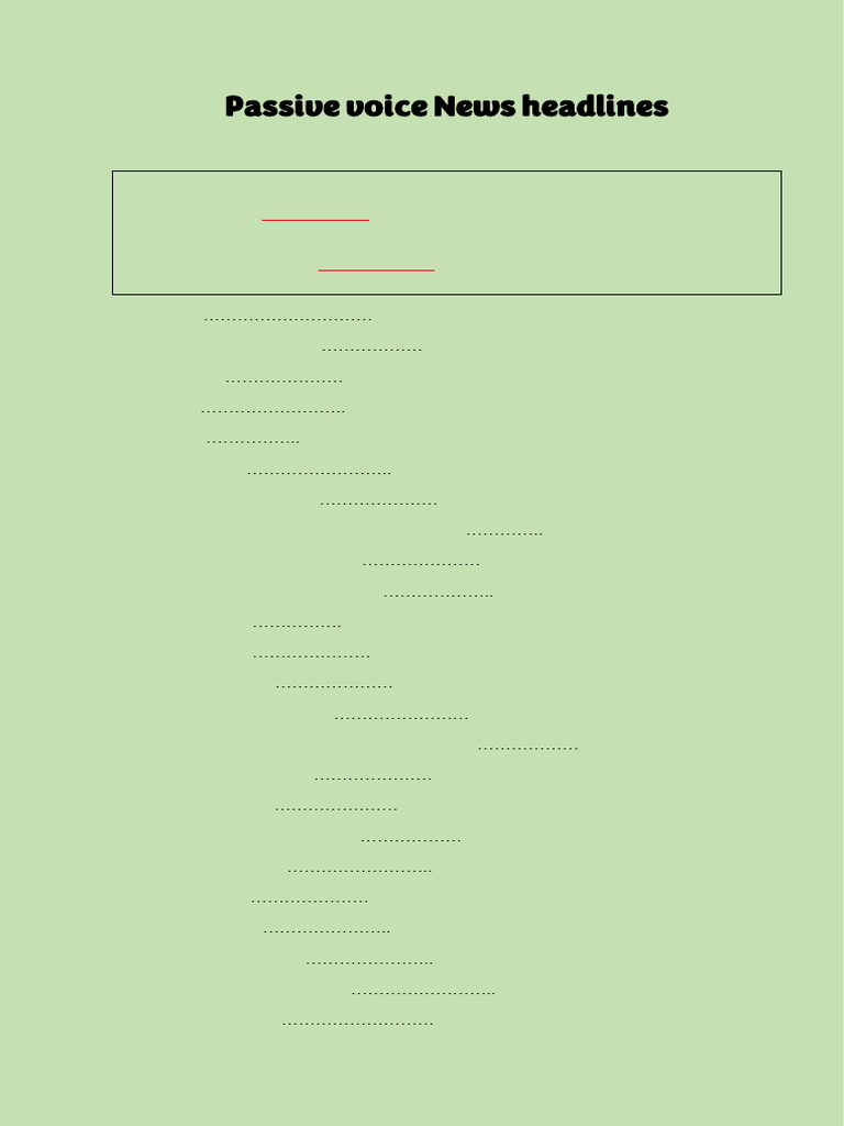 Passive Voice in News Headlines Exercises | PDF