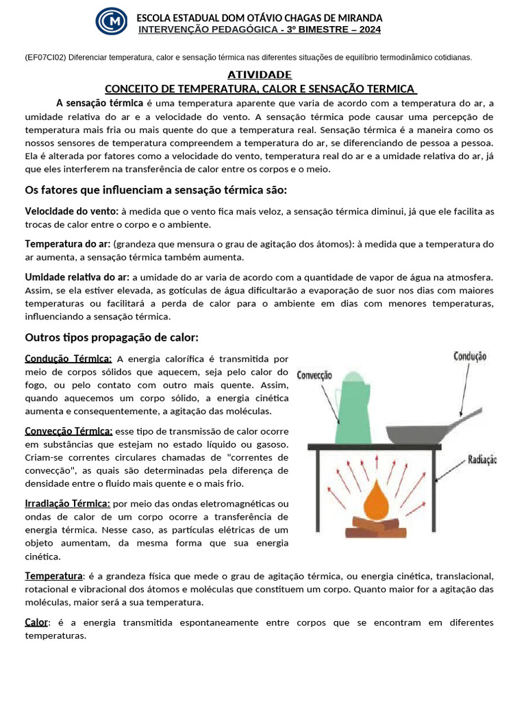 Conceitos de Temperatura e Calor | PDF | Calor | Temperatura