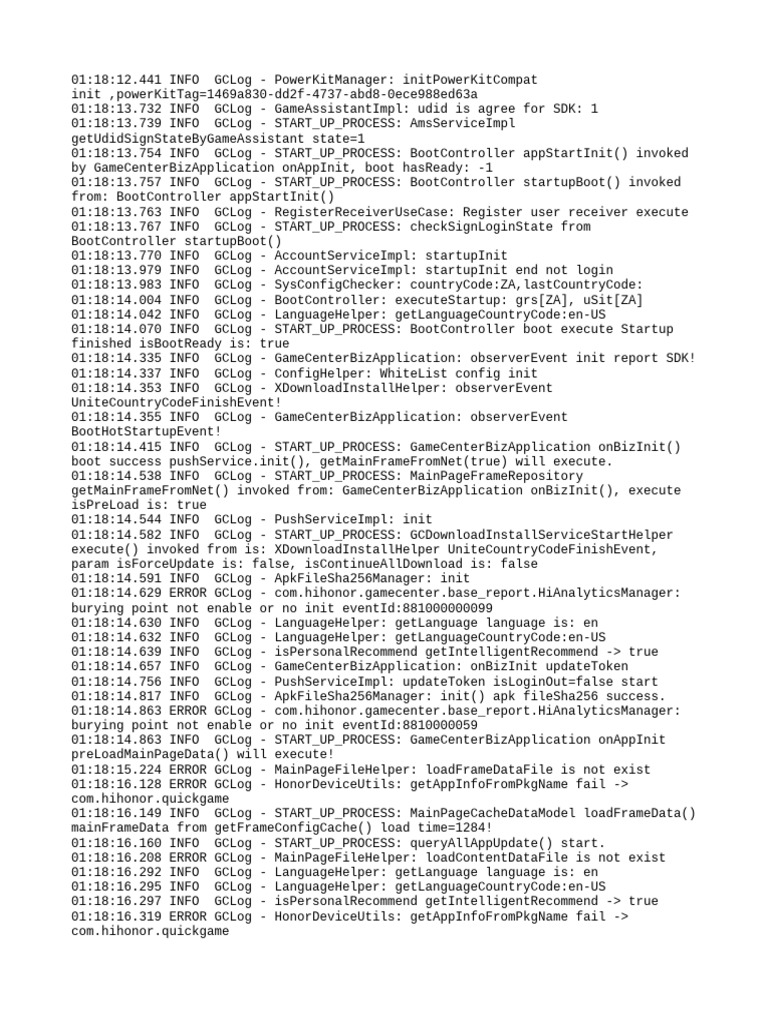 GameCenter Startup Log Analysis | PDF | Computing | Software