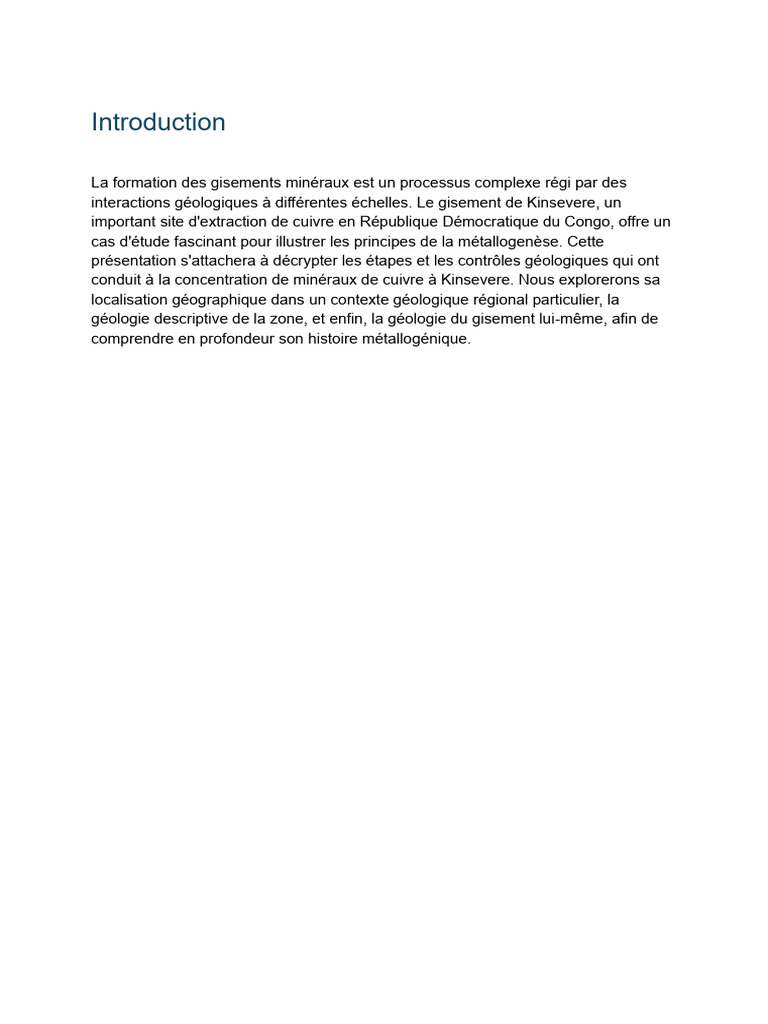 Gisement de Kinsevere : Géologie et Métallogenèse | PDF | Bassin ...