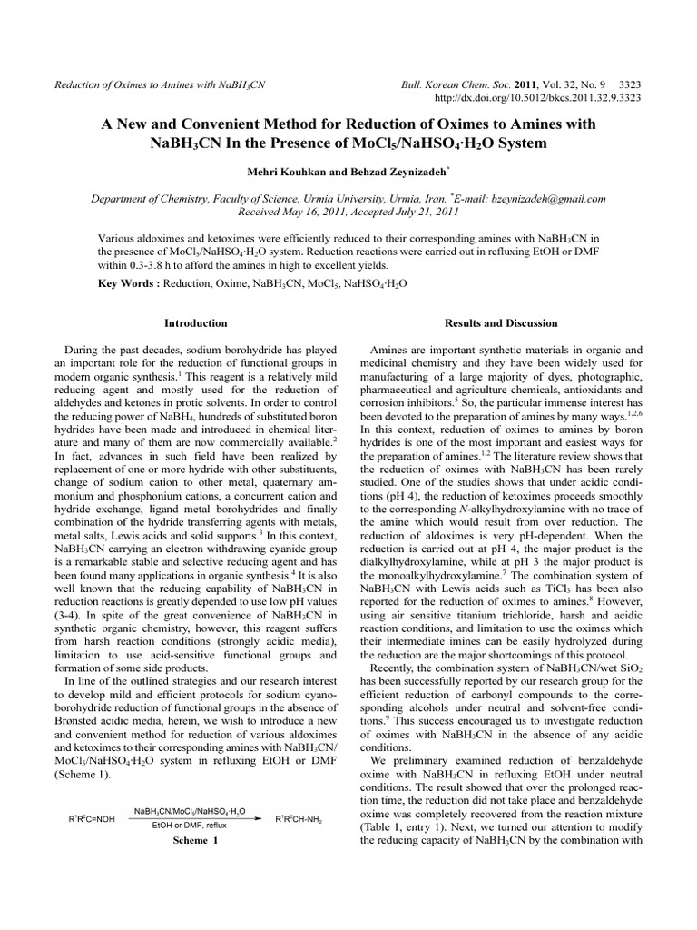 Efficient Oxime Reduction to Amines | PDF | Amine | Hydrogen Compounds