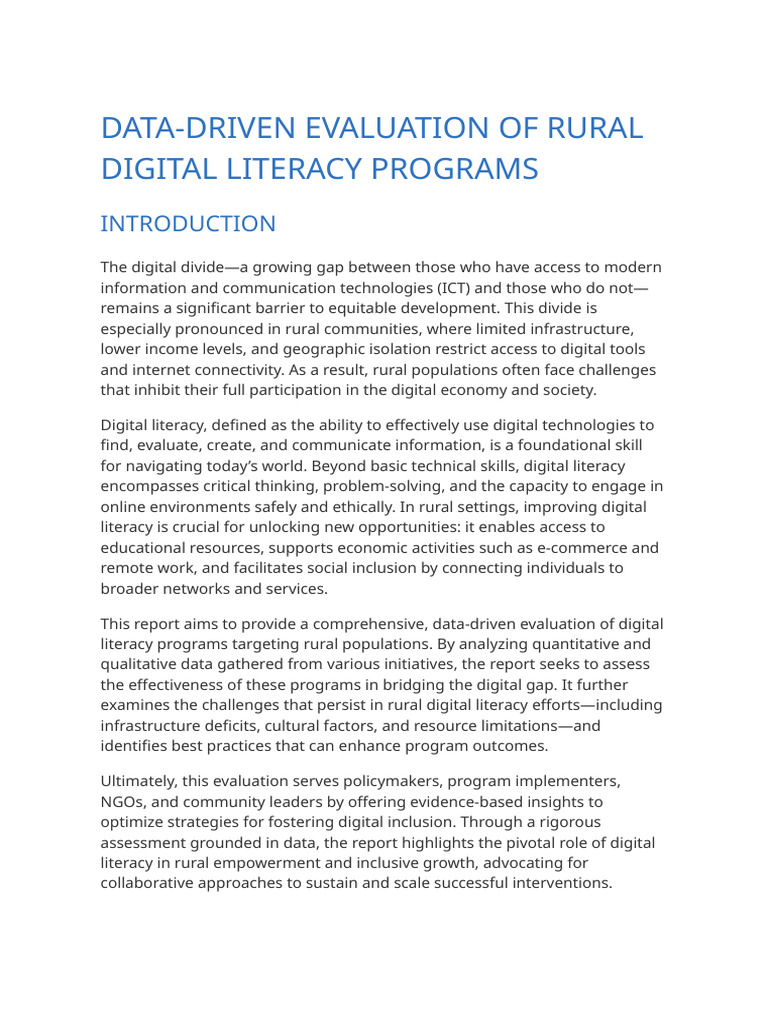 Evaluating Rural Digital Literacy Programs | PDF | Literacy | Sampling ...