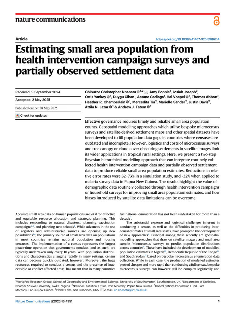 Bayesian Modeling for Small Area Population Estimates | PDF | Cross ...