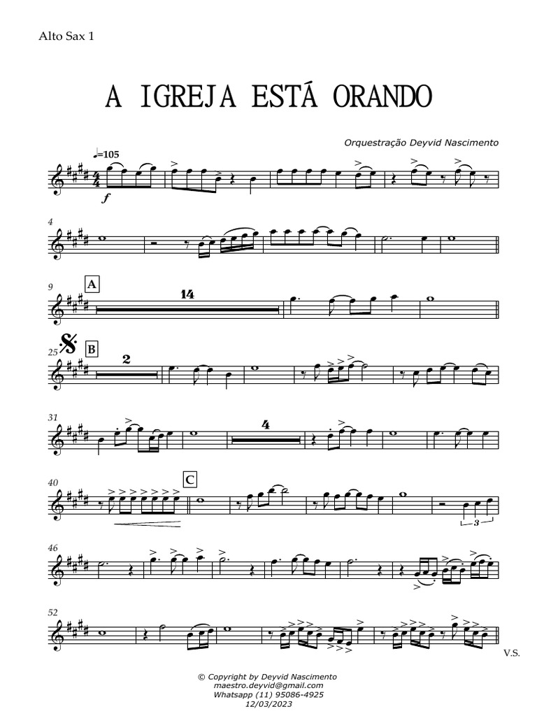 A Igreja Está Orando - Alto Sax 1 | PDF