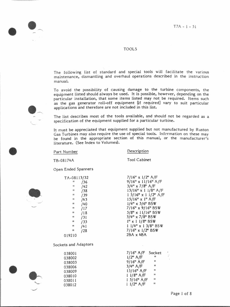 TB 5400 Tools and Torque Chart | PDF
