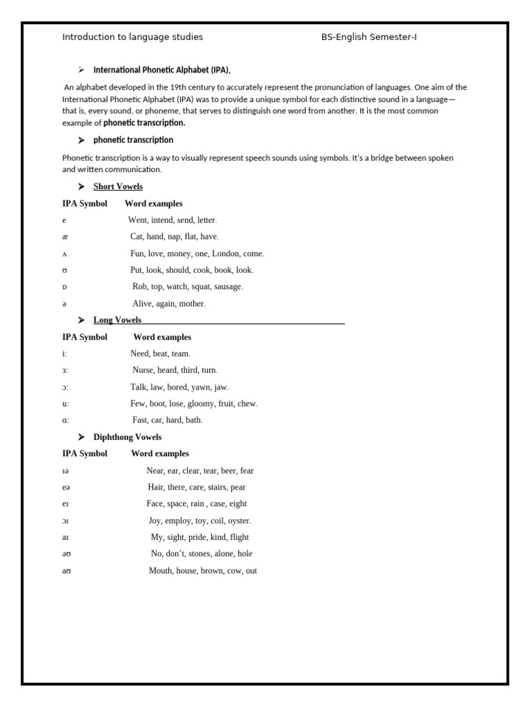 Introduction to IPA and Phonetics | PDF | Linguistics | Phonetics