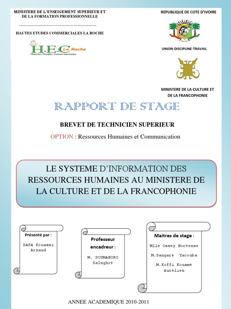 Exemple De Rapport De Stage Bts En Cote Divoire Exemple De Groupes