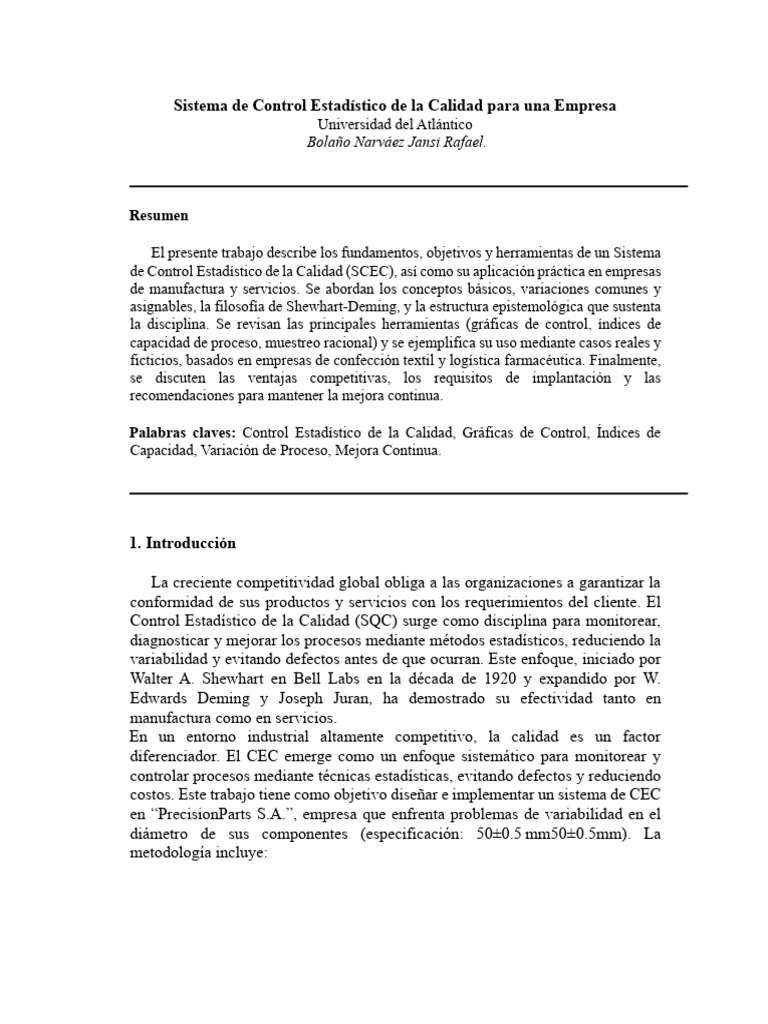 Control Estadístico de la Calidad | PDF | Muestreo (Estadísticas) | Media