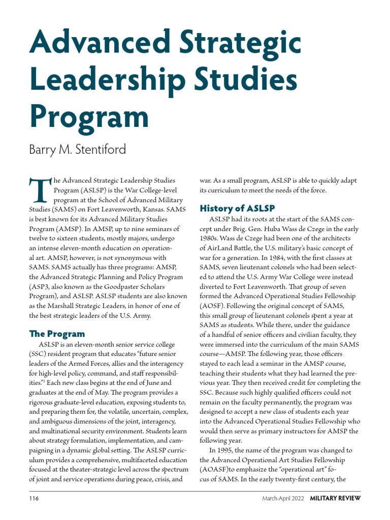Advanced Strategic Leadership Studies Program | PDF | Joint Chiefs Of ...