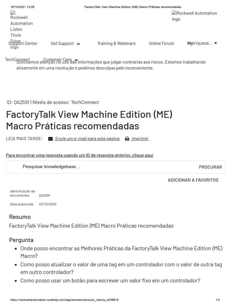 Melhores Práticas para FactoryTalk ME | PDF | Macro (Ciência da ...