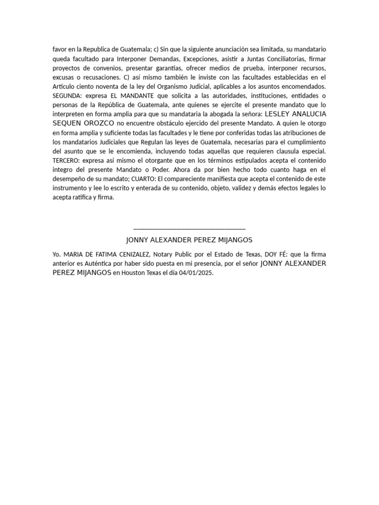 Poder Notarial en Guatemala | PDF
