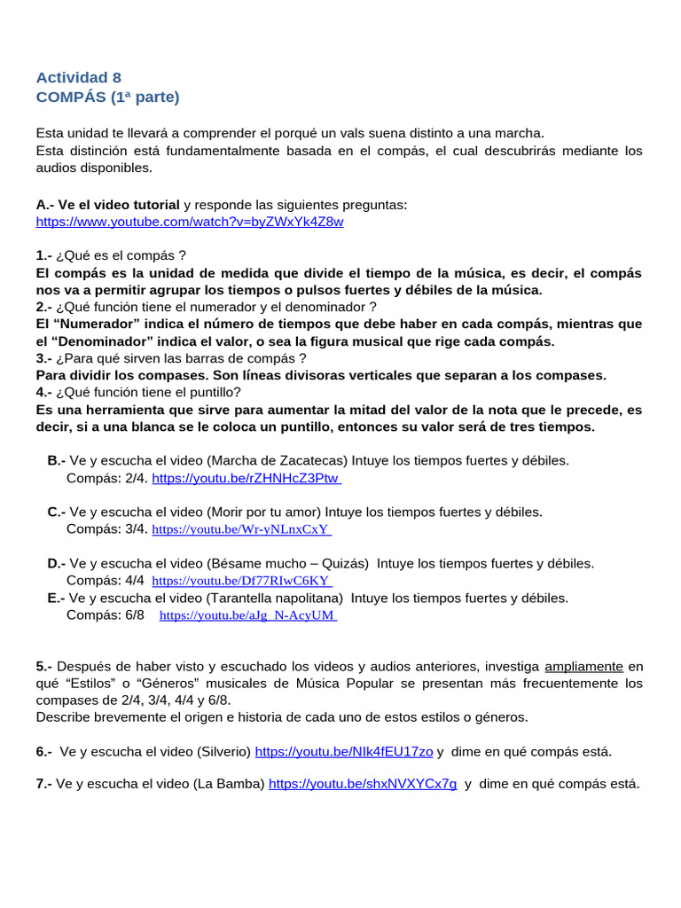 Ejercicios Resueltos de Compás 6/8 | PDF | Las artes escénicas ...