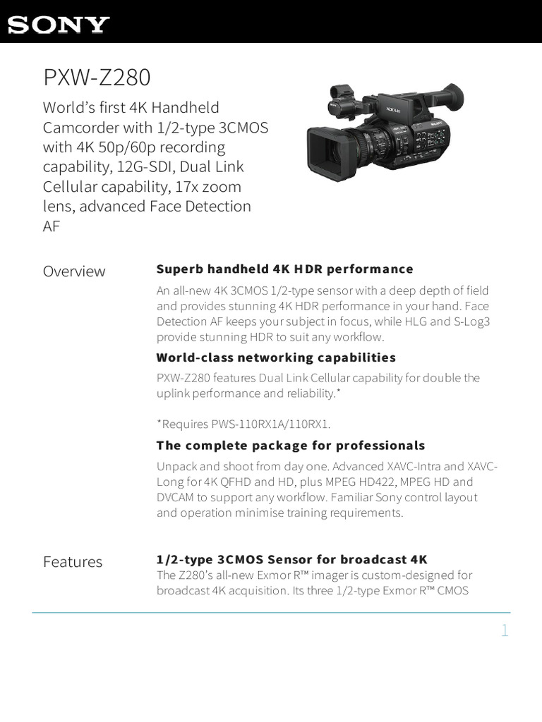 PXW Z280 | PDF | Macro Photography | Wi Fi
