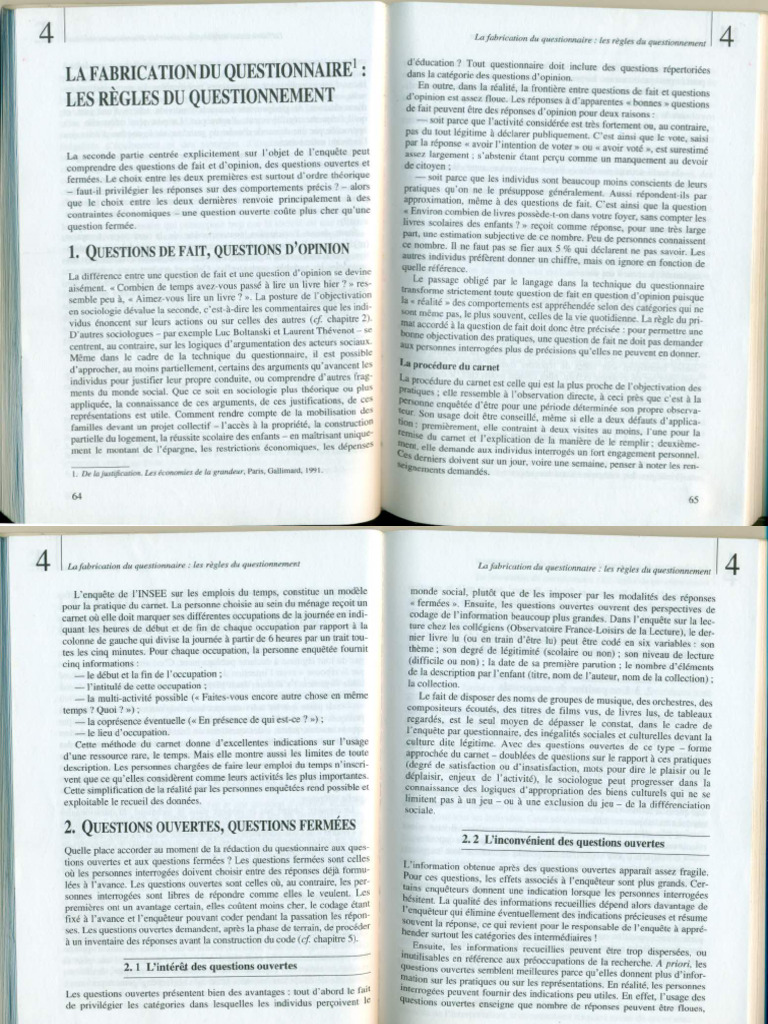 Singly (2006) Le Questionnaire Chap.4 | PDF
