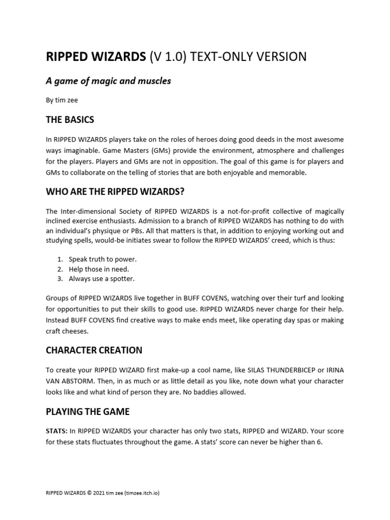 Ripped Wizards V 1.0 Text-Only Version | PDF