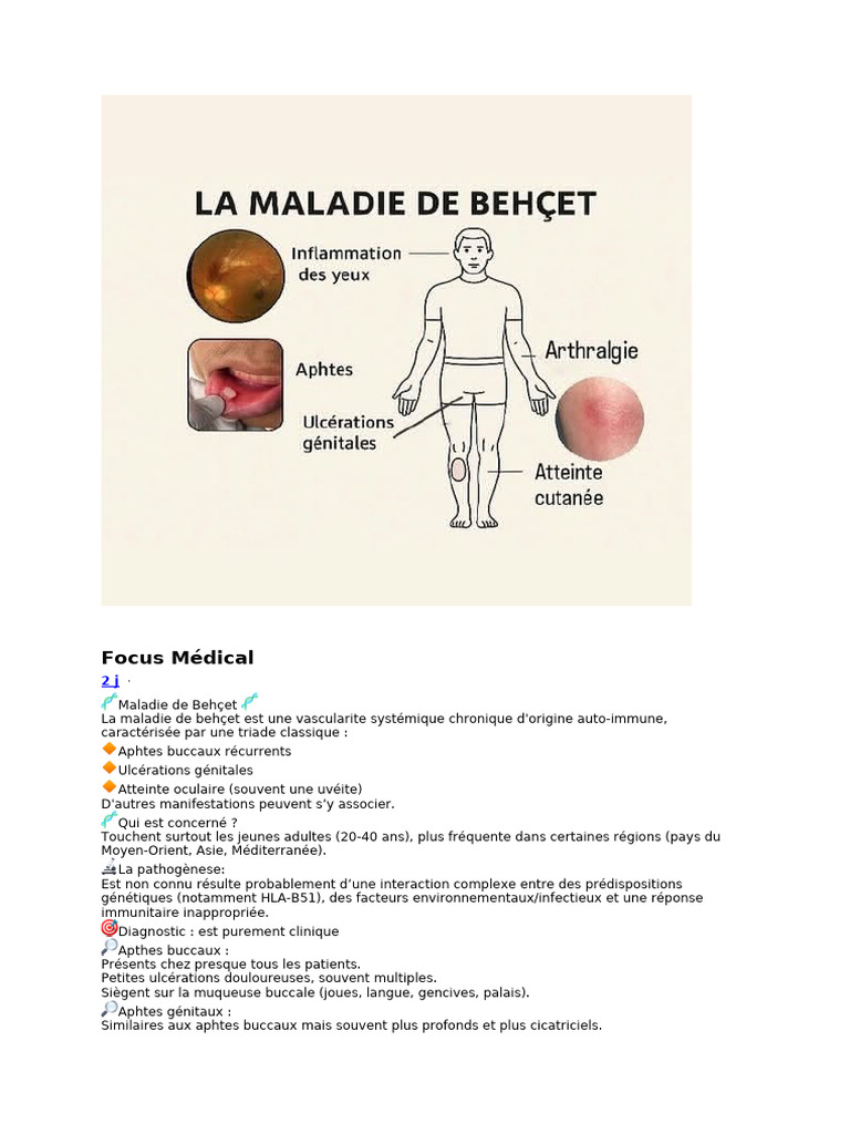 Maladie de Behçet : Symptômes et Traitement | PDF | Spécialités ...