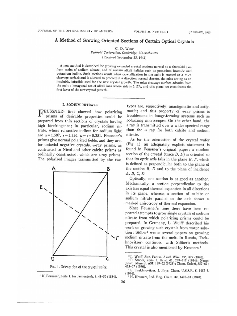 A Method of Growing Oriented Sections of Certain Optical Crystals - C D ...