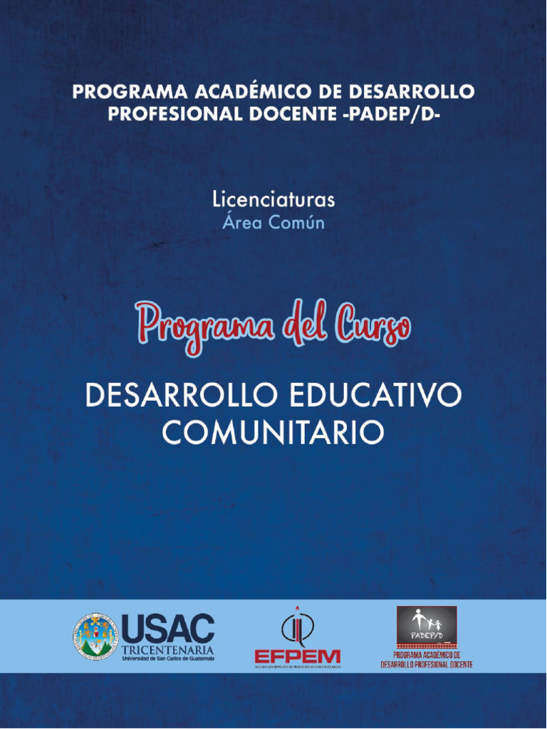 1a. Parte, Desarrollo Educativo Comunitario | PDF | Aprendizaje | Comunidad