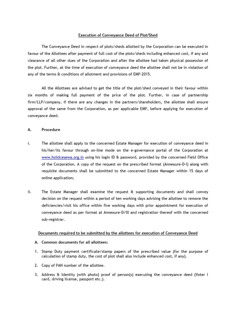 Conveyance Deed Execution Process | PDF | Deed