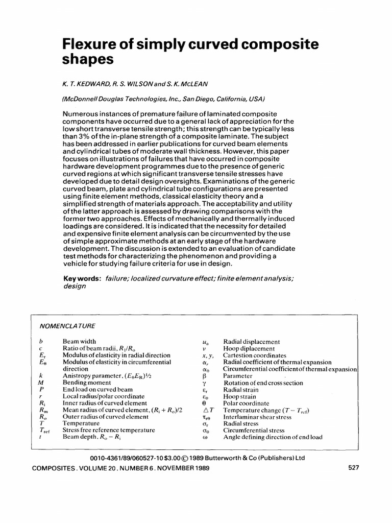 Flexure of Simply Curved Composite Shapes | PDF | Bending | Stress ...