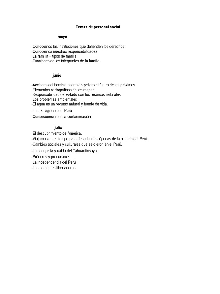Temas de Personal Socia1 | PDF