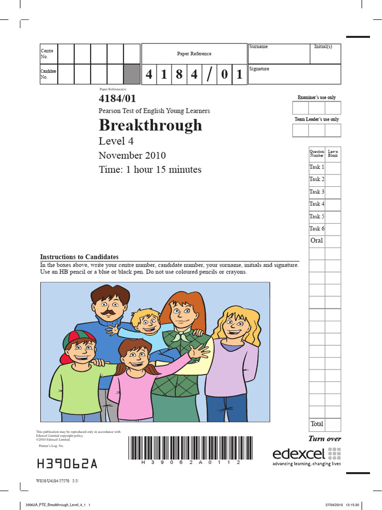 39062A PTE Breakthrough Level 4 November 2010 | PDF