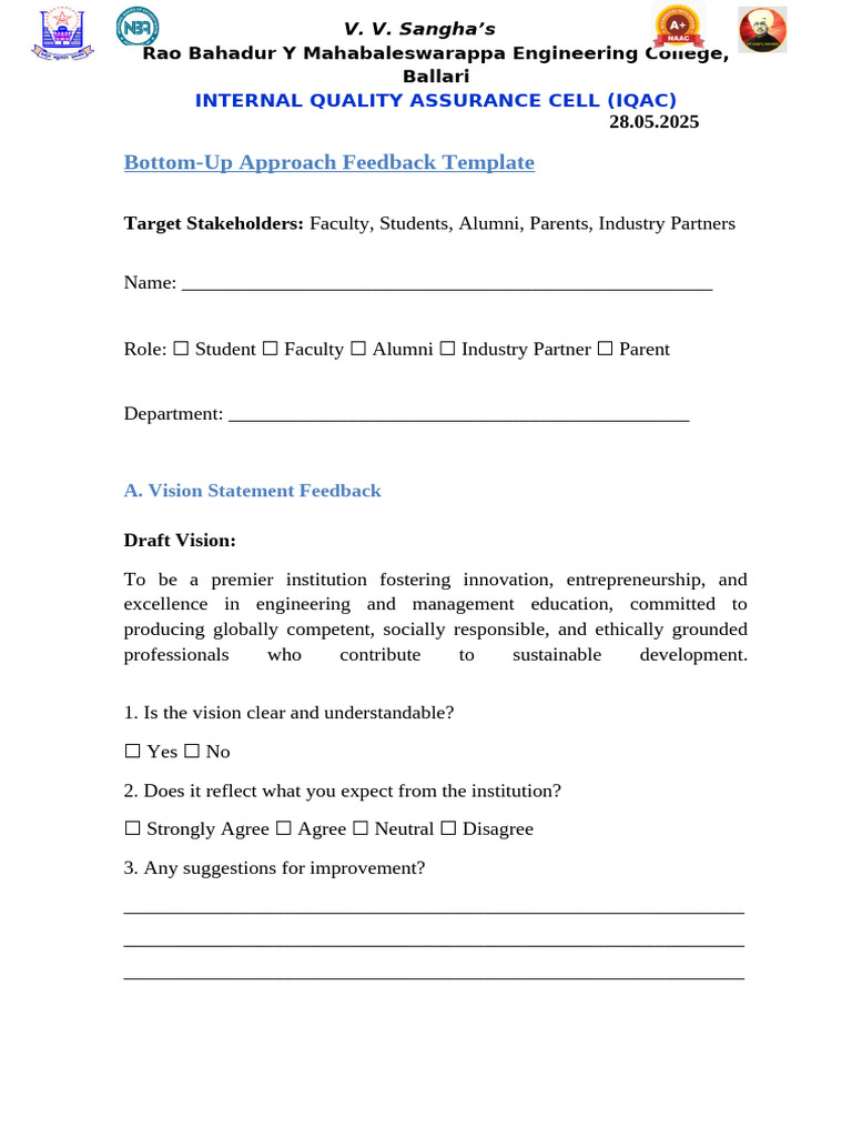 Feedback Template for Engineering College | PDF | Business