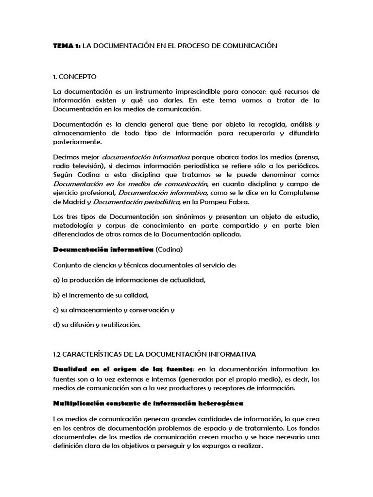 Documentación en Medios de Comunicación | PDF | Información | Medios de ...