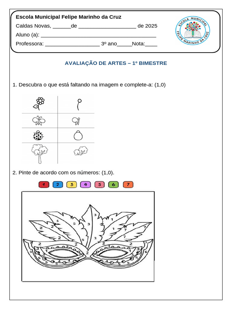 Avaliação de Artes - 1º Bimestre | PDF
