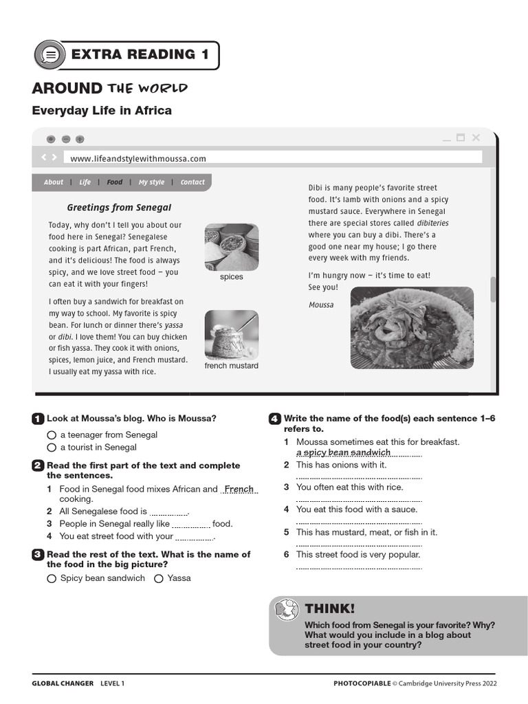 GLCH L1 Extra Reading 1 | PDF | Food And Drink Preparation | Western ...