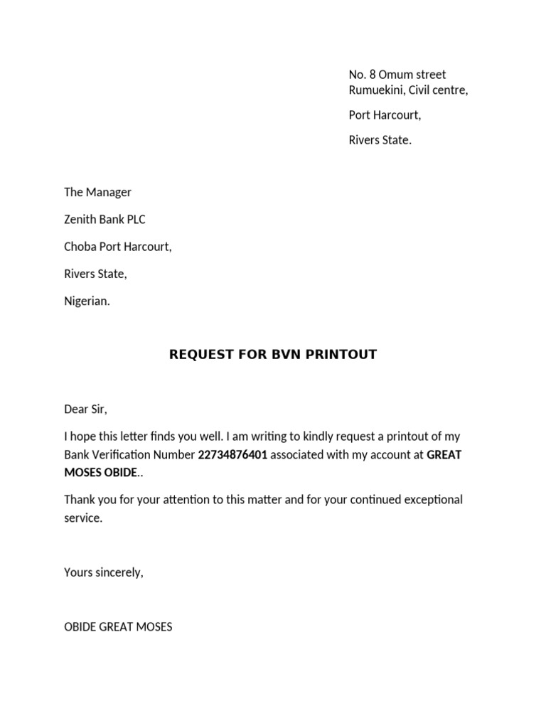 BVN Request | PDF