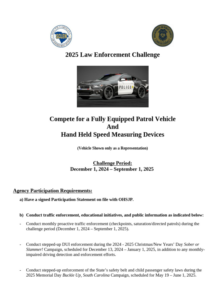 2025 Law Enforcement Challenge Participation Statement | PDF | Driving ...