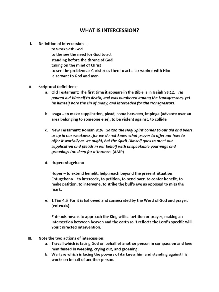What Is Intercession Pdf Intercession Prayer