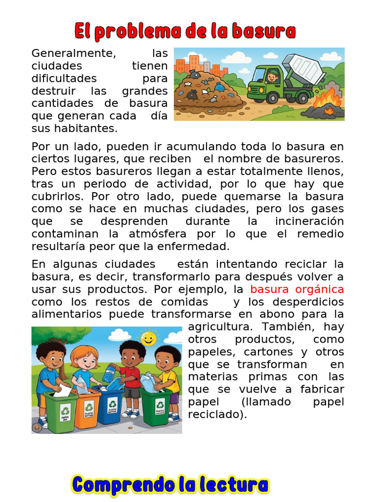 Ficha El Problema de La Basura Expositivo | PDF | Residuos | Reciclaje