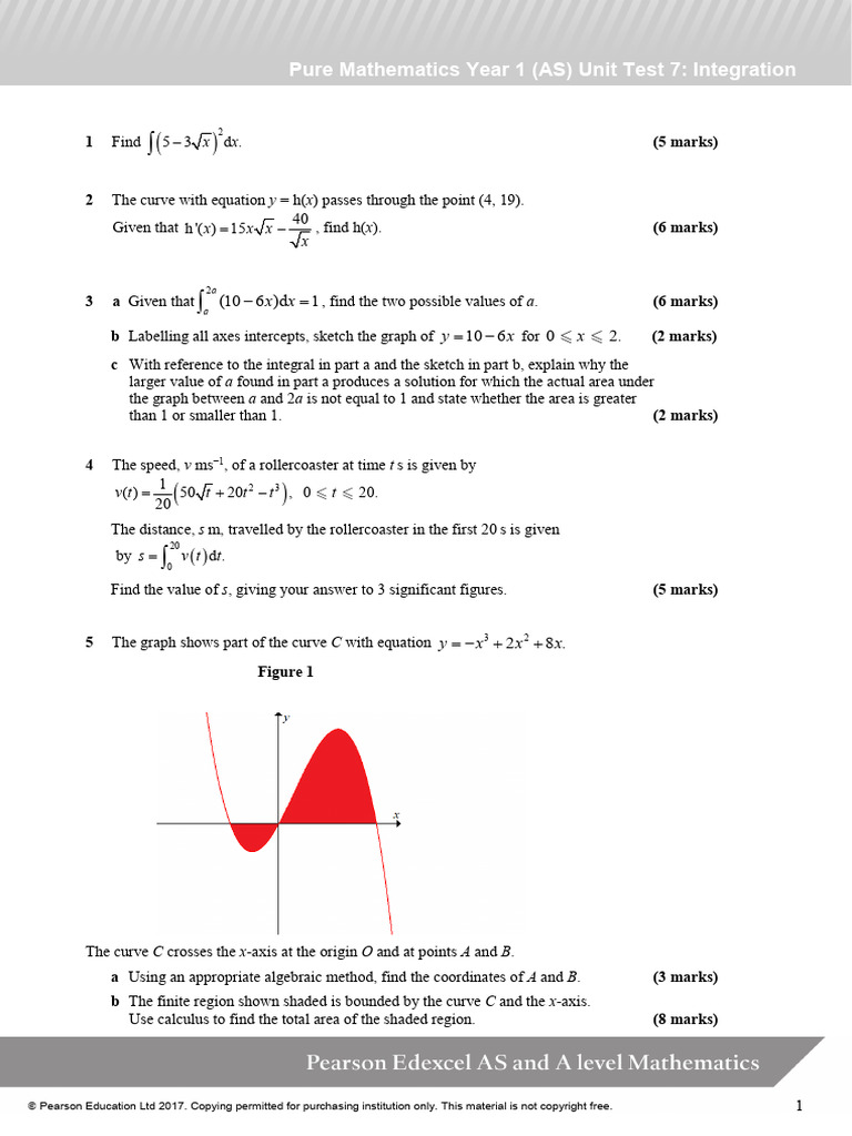 Integration Unit Assessment | PDF | Cartesian Coordinate System | Area