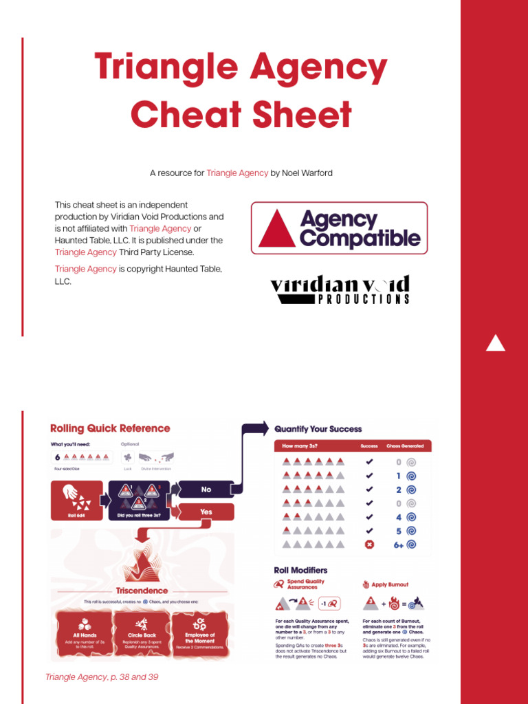 Triangle Agency Field Agent Cheat Sheet | PDF