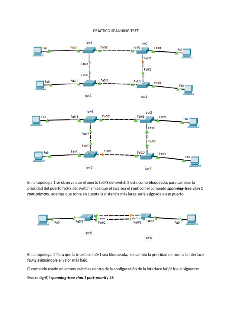 Configuración de Spanning Tree en Switches | PDF