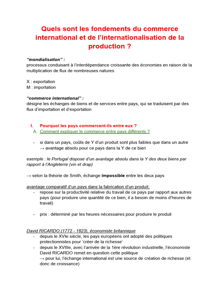 Fondements du commerce international | PDF | Avantage comparatif | Business